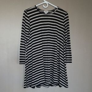 Puella Black and Gray Striped Tunic Top Size S